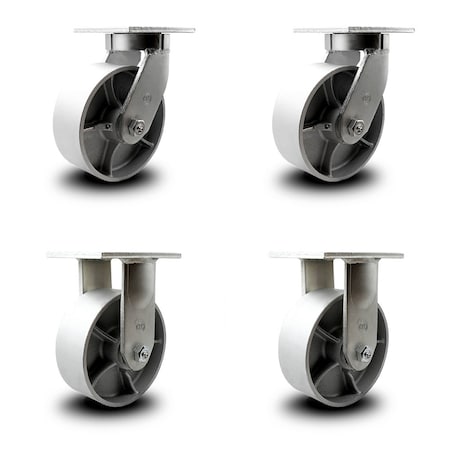 Service Caster 8 Inch Heavy Duty Semi Steel Cast Iron Caster Swivel Locks 2 Rigid SCC, 2PK SCC-KP92S830-SSR-BSL-2-R-2